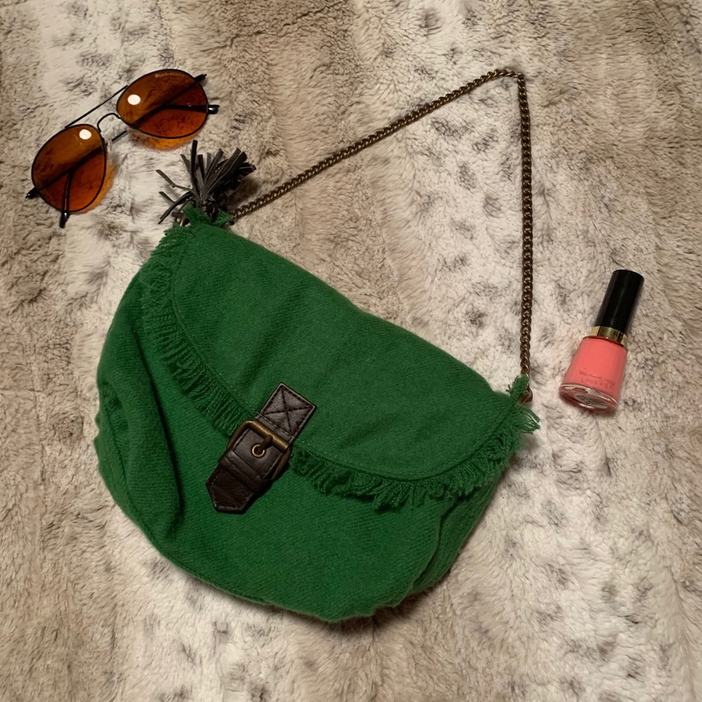 Vintage Gap Green Fringe Handbag